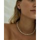 thumbnail image 1 of Pearl Choker Necklace 15" Pearl Chain 4mm Hand Selected Beads Dainty Small, 1 of 2