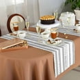 thumbnail image 6 of Table Runner 36 Inches Long for Kitchen Dining, Boho Black White Modern Stripes Dresser Scarf Farmhouse, Dining Table Decorations for Wedding/Parties, Farmhouse Abstract Art 13 x 36 In, 6 of 9