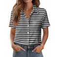 thumbnail image 2 of Dwralegc Womens Short Sleeve Tunic Blouse V Neck Button Down Shirts Business Work Dressy Clothing Casual Summer Spring Solid Color Short Sleeve Tops Black M, 2 of 5