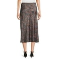 thumbnail image 4 of Time and Tru Women's Satin Midi Skirt with Side Slit, Sizes XS-XXXL, 4 of 6