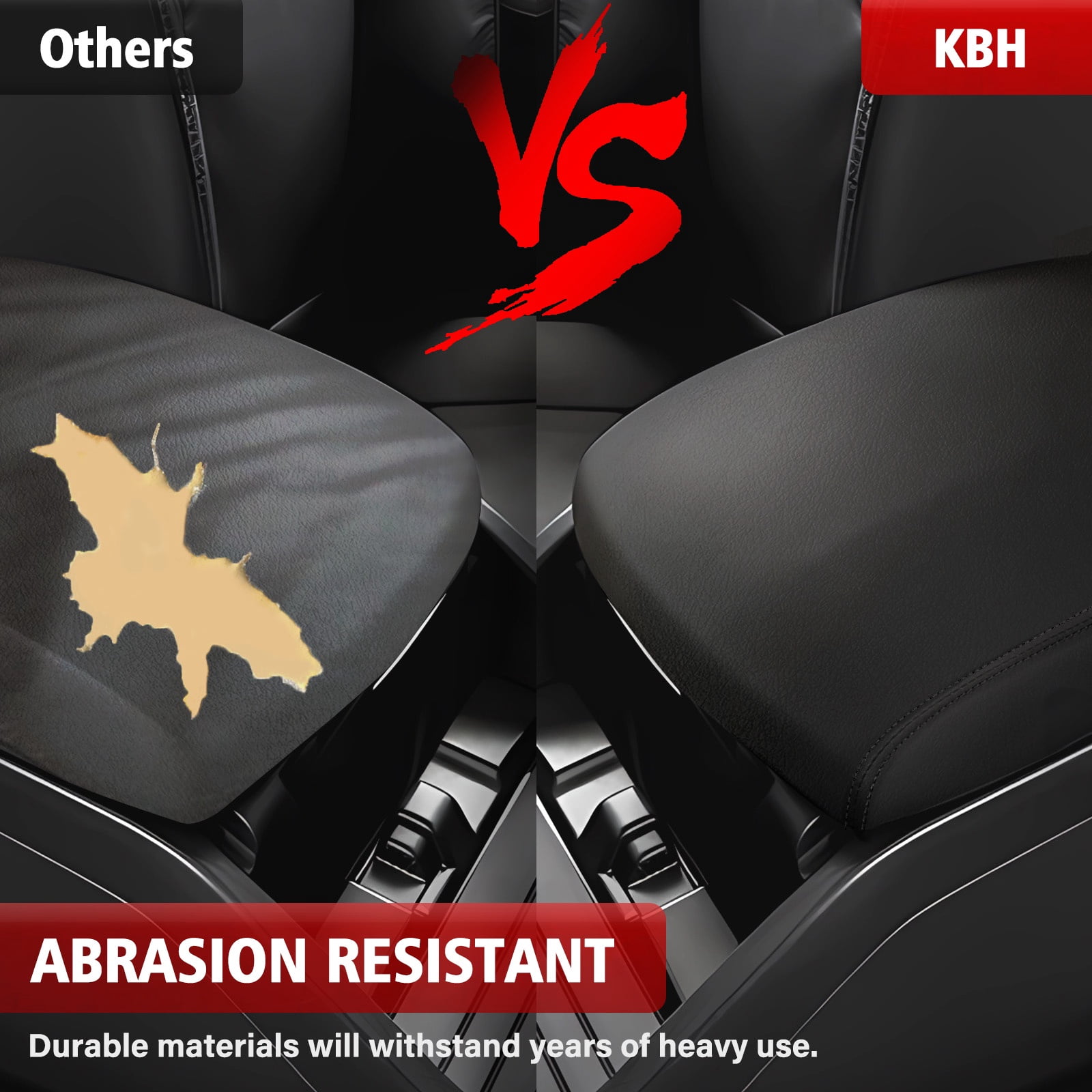 KBH Center Console Cover Lid Armrest Replacement for Honda Pilot 2009-2015, Car Arm Rest Upholstery Cover, Black (Leather Skin Only)