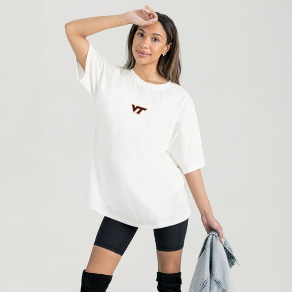 Women's Gameday Couture White Virginia Tech Hokies Oversized Back at Ya T-Shirt