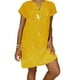 thumbnail image 2 of Vestido de cáñamo de bambú con estampado de cobertura suelta y cuello en V retro vintage de manga corta para mujer Fridja  qw6010, 2 of 6