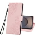 thumbnail image 2 of for Samsung Galaxy S25 Ultra Case Wallet with Floral Embossed Design, Premium PU Leather + TPU, Card Slots Kickstand Magnetic Clasp Wrist Strap Shockproof Full Body Cover for S25 Ultra, Rosegold, 2 of 8