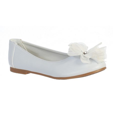 Girls White Rhinestone Flower Lucy Special Occasion Dress Shoes 5-10 Toddler