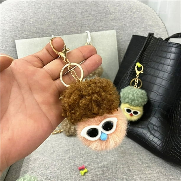 LLavero de felpa de dibujos animados para mujer cadena colgante de bolso bolas peludas regalo mochila monedero decoracion