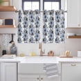 thumbnail image 2 of Blue Floral Kitchen Curtains Window Panels, Abstract Watercolor Flower Leaf Plant Insulated Window Treatment Curtain, Grommet Curtains for Bedroom/Living Room/Bathroom, 2 Piece 52"Wx45"L, 2 of 8