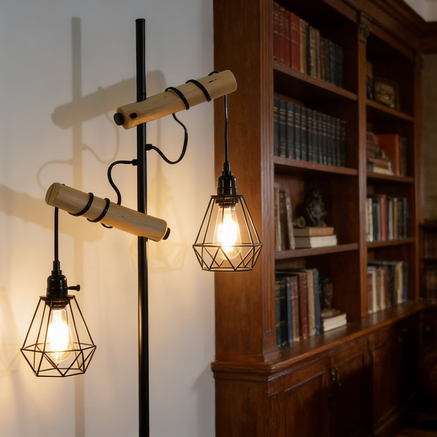 Industrial Tall  wooden black Floor Lamps for Living Room, Bedroom, Study Room, Office