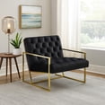 thumbnail image 6 of Benjara Masy Accent Armchair- Black Tufted Velvet Angled Seat & Back- Gold Legs, 6 of 6