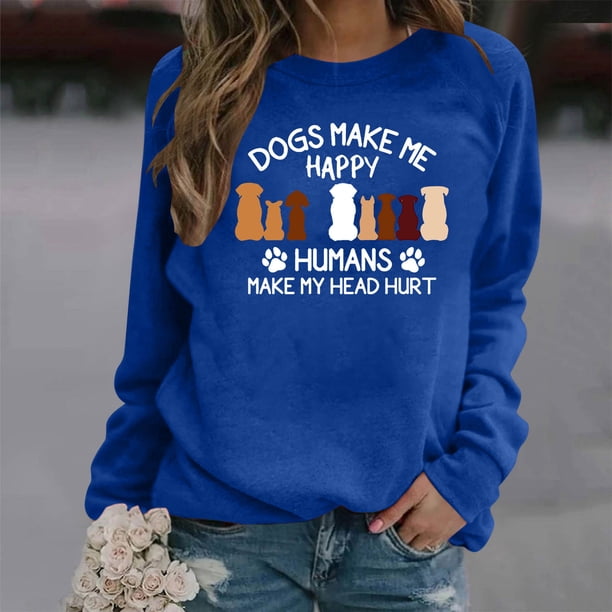 Puntoco - Camiseta estampada para mujer, blusa de manga larga, cuello redondo, tops casuales, sudadera Puntoco Puntoco-3049