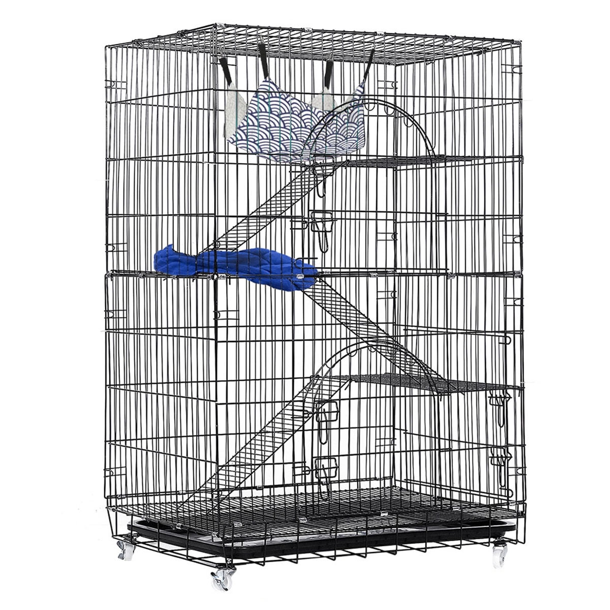 PawGiant 52'' H Cat Cage Wire Cat Kennels Indoor Kitten 4Tier Metal
