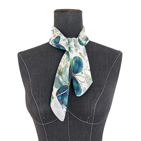 Square Scarf 24x24 Inch Watercolor Green Butterflies Silky Satin Sun Protection Neck Scarf for Women Multi-Purpose Head Wrap Bandana for Hair Bag Decoration