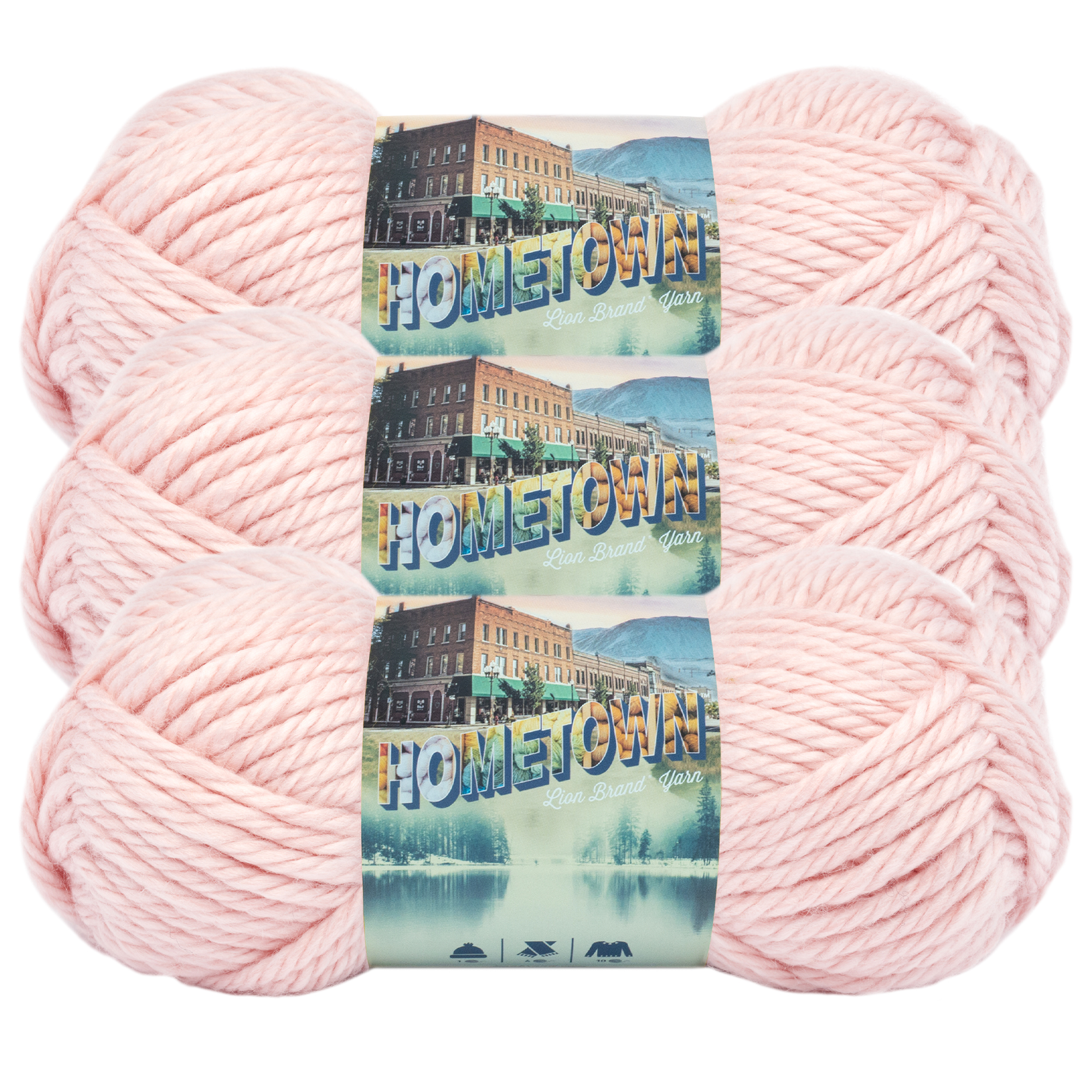 Lion Brand Yarn Hometown Providence Pink Basic Super Bulky Acrylic Pink