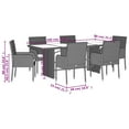 thumbnail image 4 of vidaXL 7 Piece Garden Dining Set with Cushions Black Poly Rattan, 4 of 5