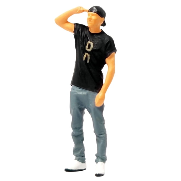 Figuras de hombres 1/64, muñecos para decoración de diseño, manga corta negro Zulema escena gente figura