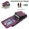 thumbnail image 5 of For Apple iPhone 17 Pro Max Argyle Pattern PU Leather RFID Blocking Protective Purse Wallet Case Magnetic Flip Cover Multi-Card Slots Pocket With Detachable Shoulder Strap,Dark purple, 5 of 7