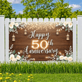 thumbnail image 3 of Elegant Design Happy 50th Anniversary Floral Wooden Banner for Milestone Celebration Wedding Party, 3 of 9