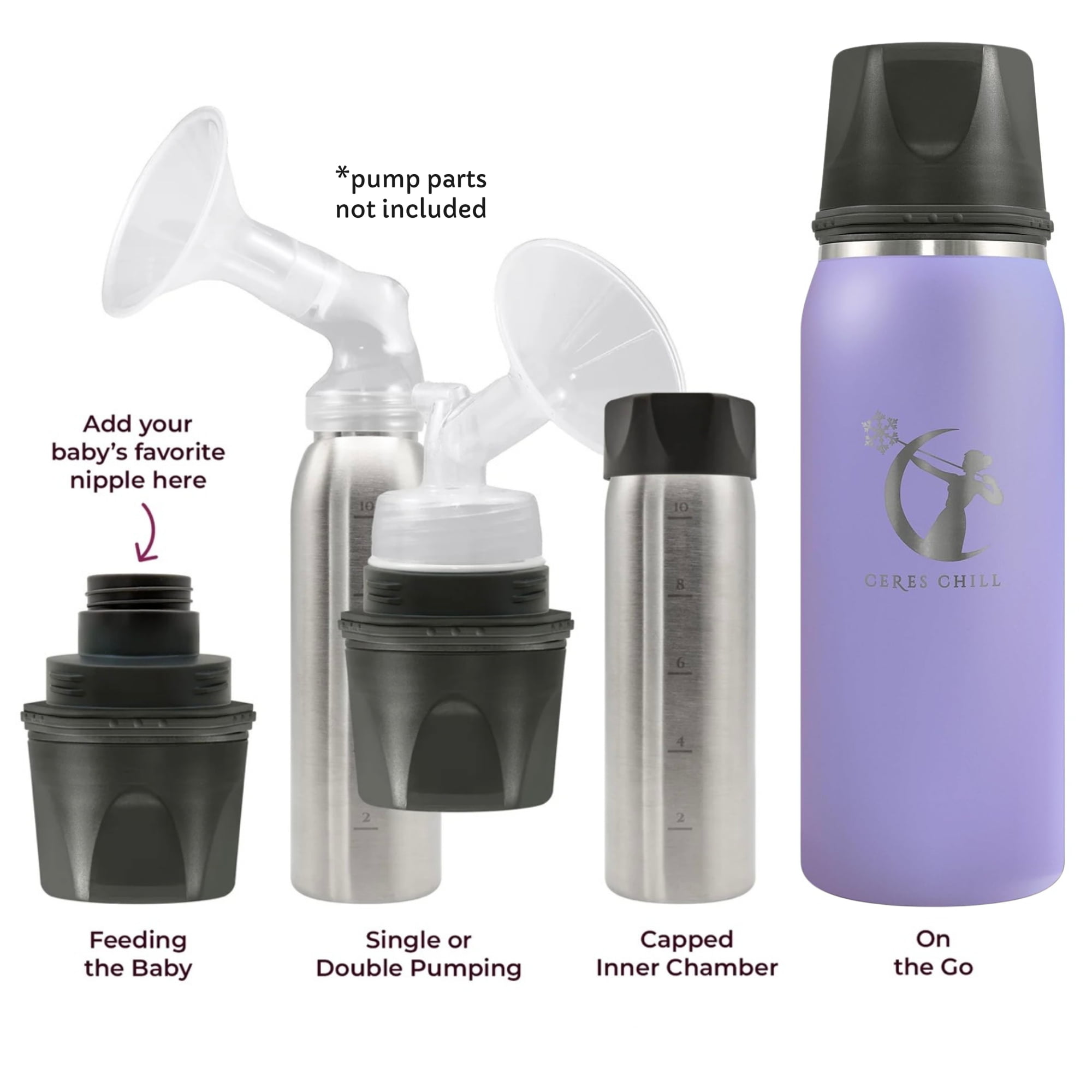 Ceres Chill OG Breast Milk Chiller Container Stainless Steel Purple 27 oz. 1 ct