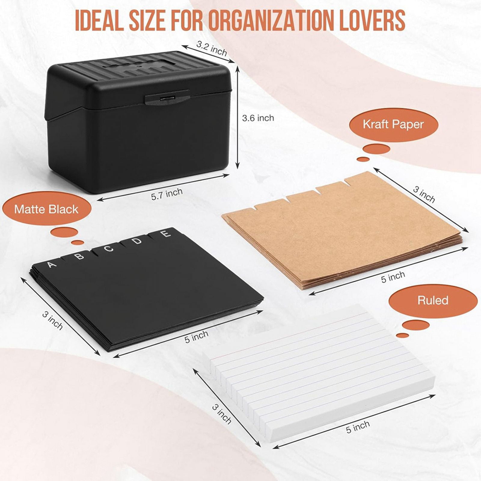2 Set 3inchx5inch Index Card Holder with Lock, Index Card Box Organizer Storage with , for Home Recipes Address