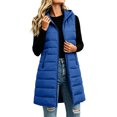 thumbnail image 2 of KICILVS Women's Long Puffer Vest Hooded Quilted Sleeveless Jacket Full Zip Winter Warm Padded Coat with Side Pockets, 2 of 8