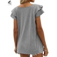 thumbnail image 5 of PULLIMORE Womens V Neck Summer Tops Ruffle Sleeve Casual Loose T-Shirts Blouses (XL, Gray), 5 of 8