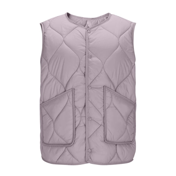 wdsxpo Quilted Puffer Jackets for Women V Neck Button Down Padded Warm Winter Vest Coats Fashion Jacket with Pocket Plus Size