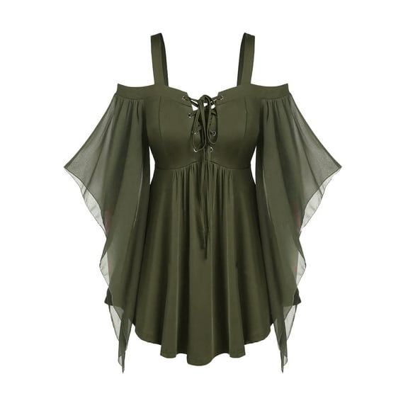 Samickarr Gothic Skirt for Women Off-The-Shoulder Mesh Sleeveless Halter Pleated Skirt Solid Color Knee-Length Skirt