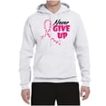 thumbnail image 2 of Wild Bobby, Never Give Up Fight Cancer, Breast Cancer Awareness, Unisex Graphic Hoodie Sweatshirt, White, Large, 2 of 4