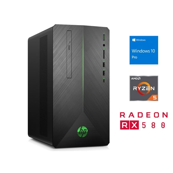 Referbished HP Pavilion 690 Desktop, AMD Ryzen 5 2400G Upto 3.9GHz, 32GB RAM, 1TB SSD, AMD Radeon RX 580, DVDRW, HDMI, DisplayPort, Card Reader, Wi-Fi, Bluetooth, Windows 10 Pro