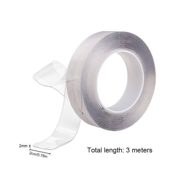 Becaristey Adhesive Tape Reusable Transparent Tapes Long Lasting Traceless Trimmable Pocket Repair Tile Sticker for Bathroom Type 5 2Set