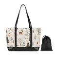 thumbnail image 7 of FORMRS Canvas Laptop Tote Bag for Women with 15.6" Computer Compartments Shoulder Handbag, Beige Christmas Forest, 7 of 7