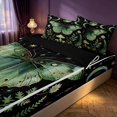 thumbnail image 2 of Homewish Moon Phase Butterfly Zipper Queen Comforter Set with Fitted Sheet and 2 Pillowcases, Botanical Daisy Mushroom Zipper Bedding Set, Green Black, Black Reversible, 2 of 7