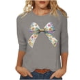 thumbnail image 2 of PEONAVET Manches 3/4693 Longueur Hauts pour Femmes, Haut/chemise à Col Rond à Manches 3/4 Imprimé de Pâques Printemps/été 2025 pour Femmes, 2 of 6