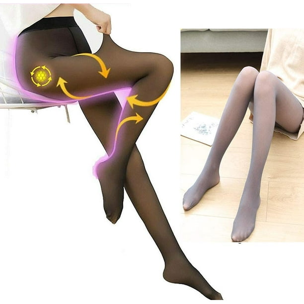 Flawless Legs Fake Translucent Warm Fleece Pantyhose Women Warm Fleece Lined  Slim Stretchy Leggings Pant 