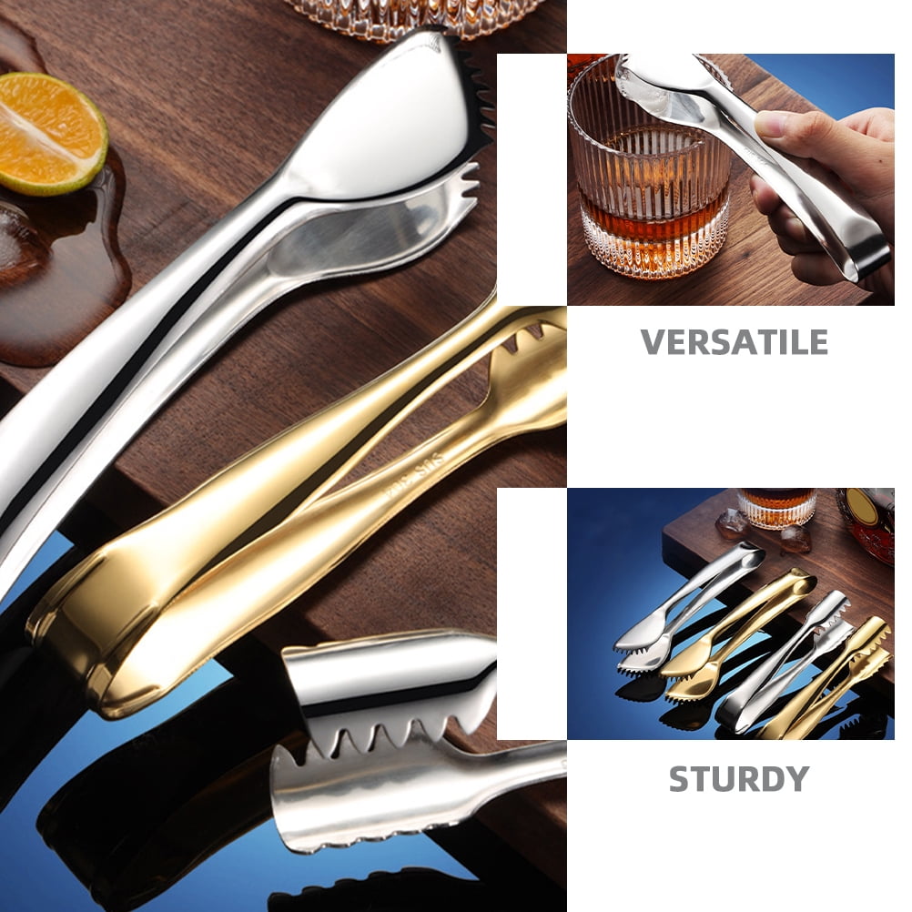 Lot de 5 pinces à glace et 5 cuillères à mesurer en acier inoxydable pour bonbons, café, seau à glace, bar, cuisine, mariage, fête d'anniversaire
