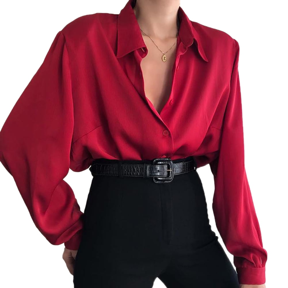 Womens Sexy Blouse Deep V-neck Shirt 