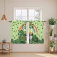 thumbnail image 2 of Green Gnomes St. Patrick's Day Kitchen Curtain for Berdoom Living Room Cafe 54 Inch Length, Lucky Clovers Rainbow Tiers Curtains Light Filtering Drapes Rod Pocket Window Treatment 2 Panels 52"Wx54"L, 2 of 8