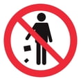 thumbnail image 1 of Señal prohibitiva: "No tirar basura" en blanco, rojo y negro. Plástico estireno calibre 40 resistente a exteriores, 20 x 20 cm. Señalamiento, Cartel, Letrero cuadrado, Señalización, cuidado ambiental., 1 of 4