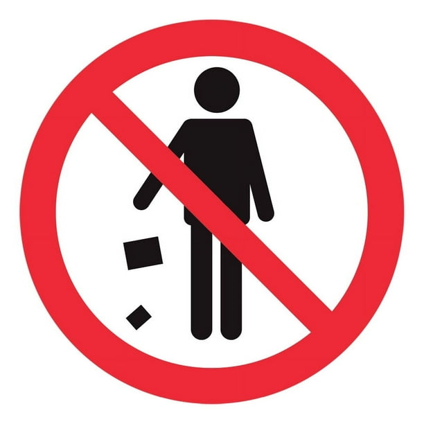 Señal prohibitiva: "No tirar basura" en blanco, rojo y negro. Plástico estireno calibre 40 resistente a exteriores, 20 x 20 cm. Señalamiento, Cartel, Letrero cuadrado, Señalización, cuidado ambiental.