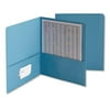 Two-Pocket Folder, Embossed Leather Grain Paper, Blue, 25/box