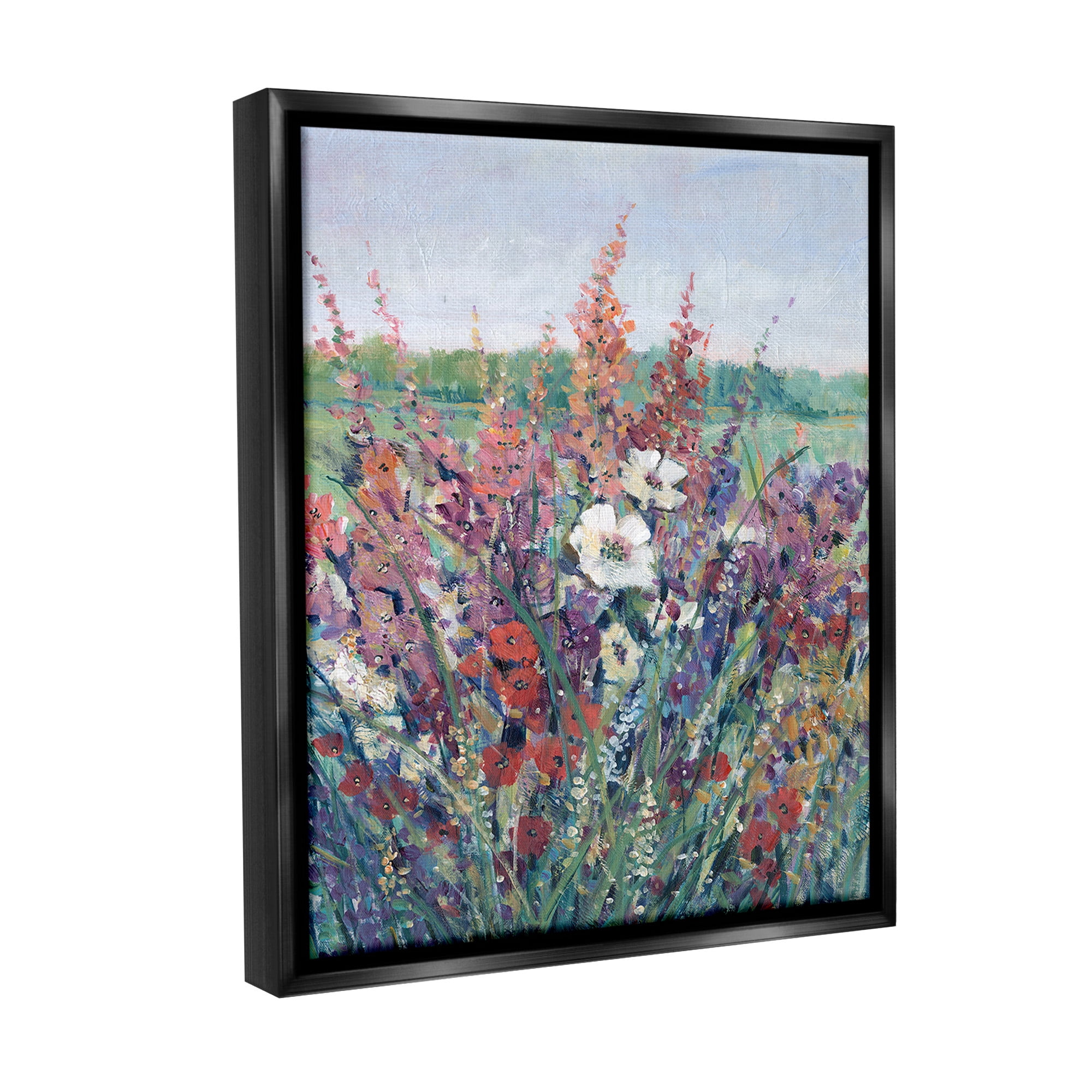 Stupell Industries Blooming Country Botanicals Botanical & Floral Painting Black Floater Framed Canvas Art Print Wall Art, 25 x 31