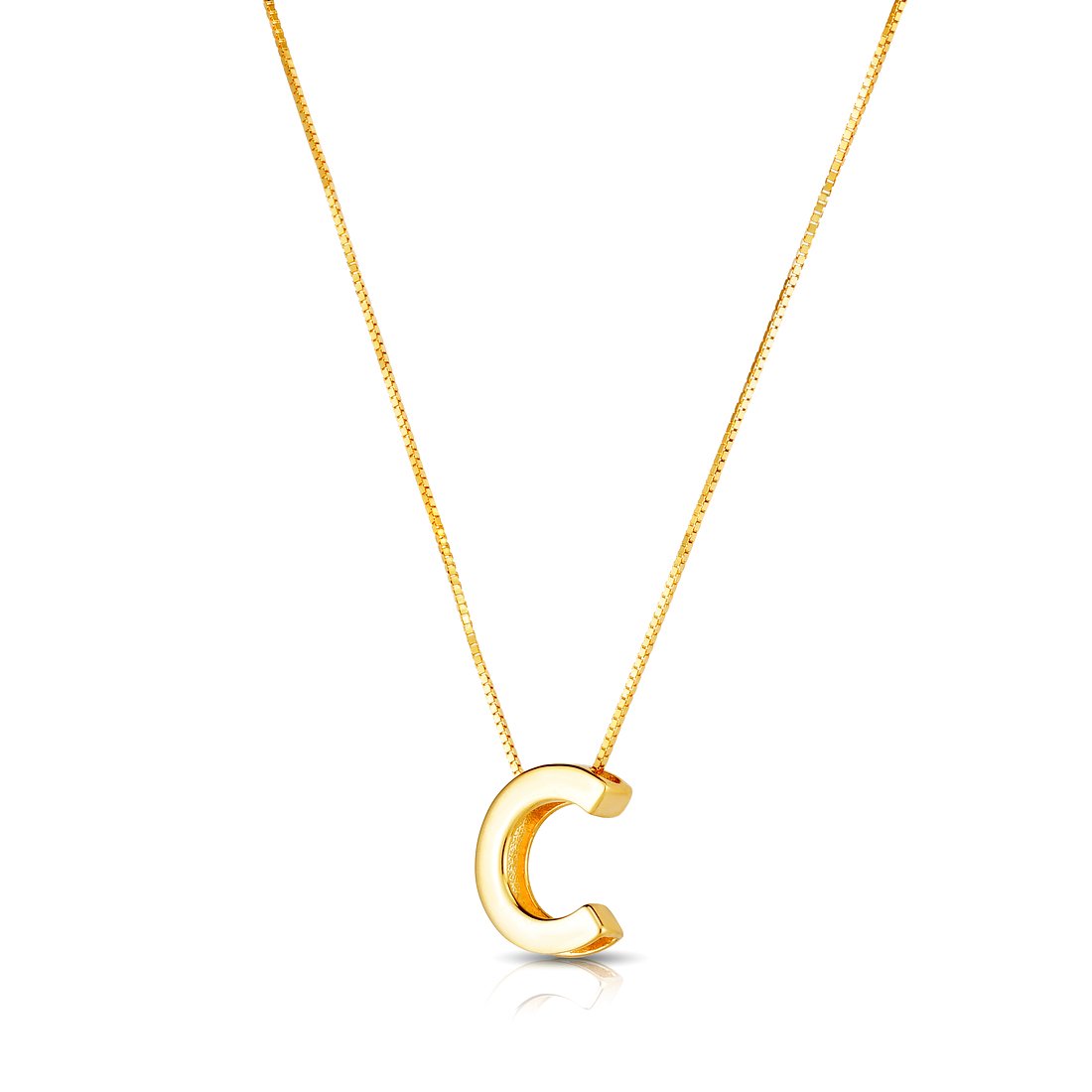 14k Yellow Gold Polished Letter Name Personalized Monogram Initial-c Necklace With Lobster Clasp 18 Inch Pendant Necklac