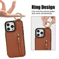 thumbnail image 4 of TECH CIRCLE for iPhone 16 Pro Zipper Pocket Case with Card Holder & Finger Ring, PU Leather Wallet Case Card Slot Magnetic Closure Kickstand Shockproof Protective Women Men Cover,Brown, 4 of 7