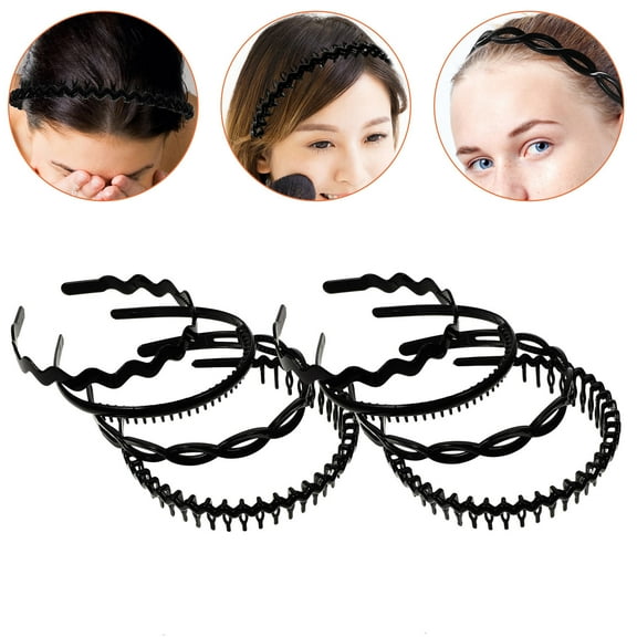 BESTYASH 8Pcs Elastic Headbands For Women Non-slip Plastic Wave Pattern Washing Face
