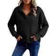 thumbnail image 6 of Women Waffle Knit Sweatshirts Henley V Neck Pullover Shirts Long Sleeve Solid Color Fall Casual Tunic Tops Fashion Outfits, 6 of 6