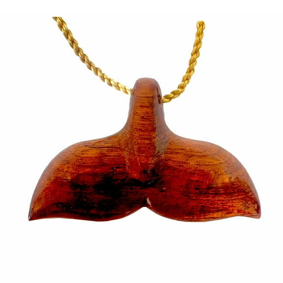 Hawaiian Jewelry Handmade Large Koa Wood Whale Tail Necklace From Maui Hawaii