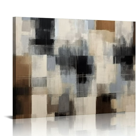 JEUXUS A62450 Canvas Prints Abstract Wall Art Print Paintings Grey and Brown Home Decor Framed Ready to hang for Living Room Bedroom and Office Home Kitchen Artwork
