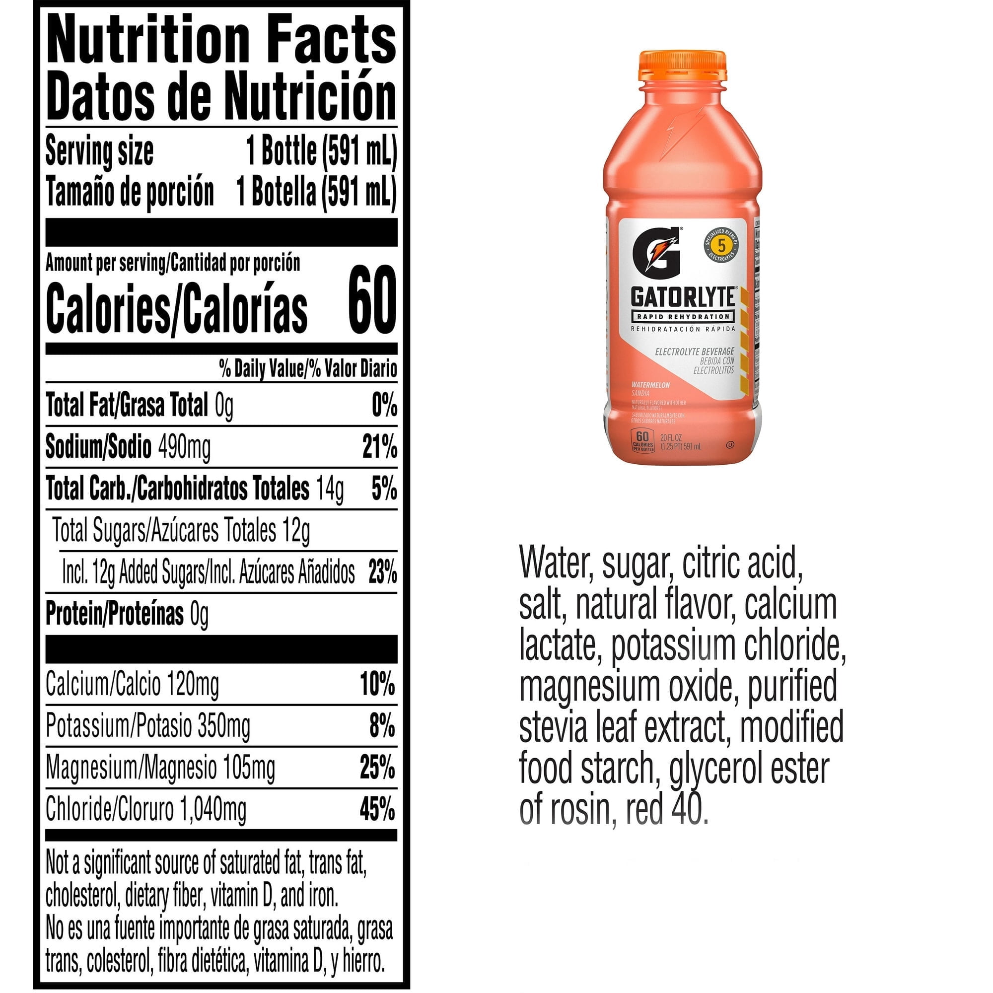 Gatorade Gatorlyte, Watermelon Sports Drinks, 20 fl oz Rapid Rehydration Electrolyte Drink  4 Bottle