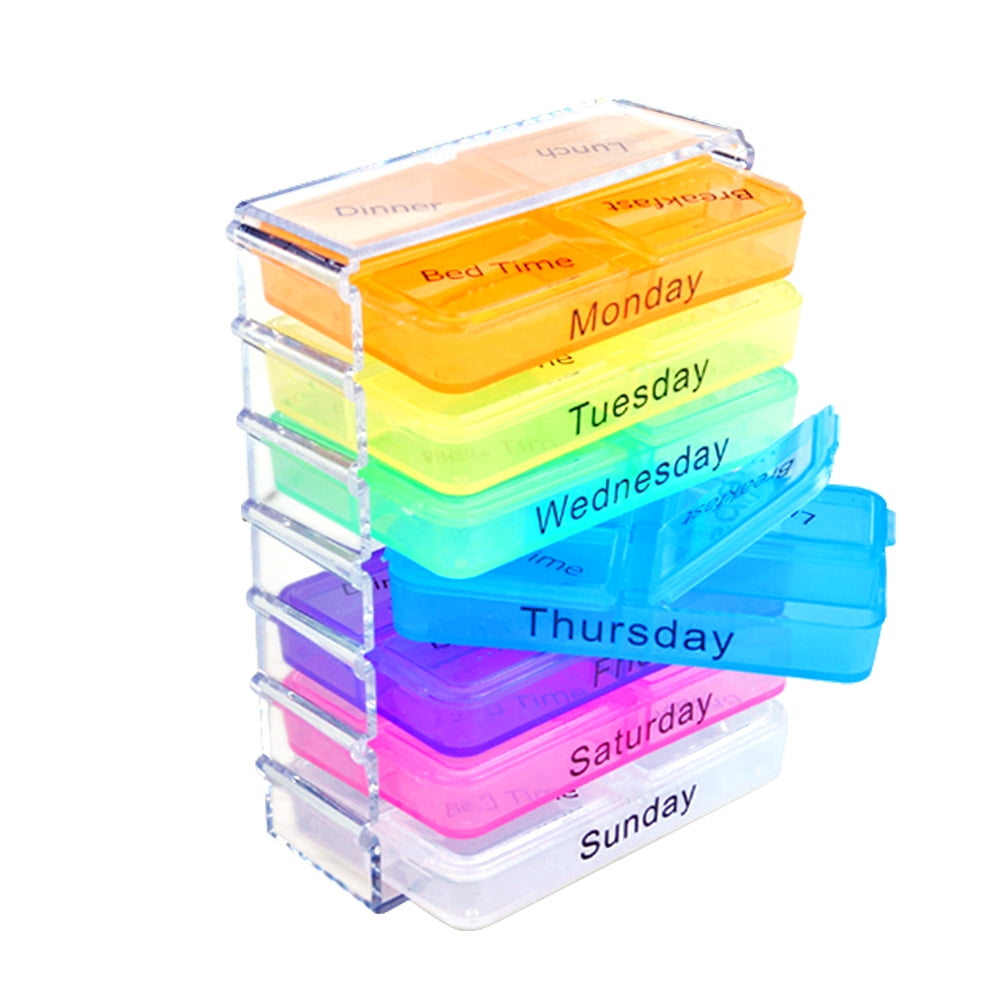 AM PM Weekly Pill Organizer Box, Pill Dispensers Reminders, 28