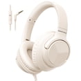 thumbnail image 1 of Auriculares Botesty Sound con cable y micrófono para colocar sobre la oreja, color beige, 1 of 6